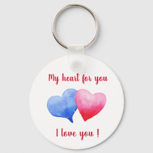 Llavero Te amo El día de San Valentín de corazón rojo y az
