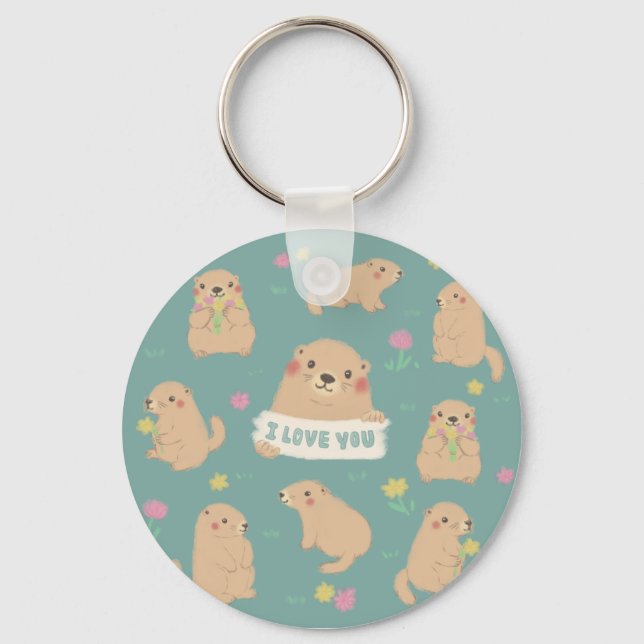 Llavero Te amo, Ilustracion Marmots (Anverso)