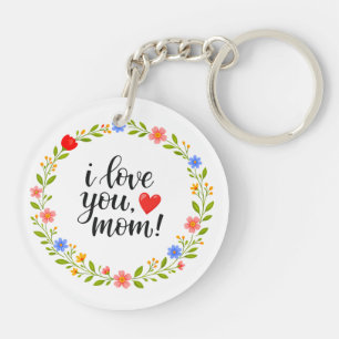 Llavero Te Amo Mamá Día de la Madre Caligrafía Floral   