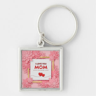 Llavero Te Amo Mamá Floral y Dorado Día de la Madre