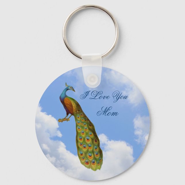 Llavero Te Amo Mamá Peacock Art Keychain (Anverso)