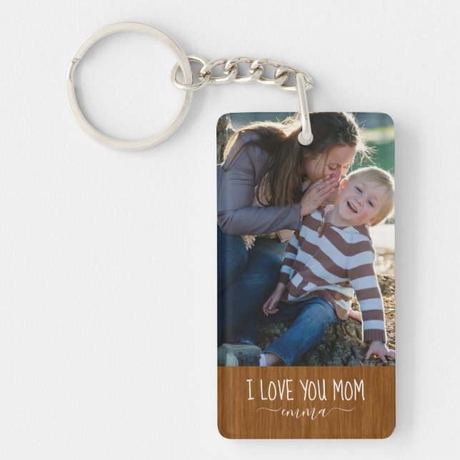 Llavero Te amo mamá, Personalizado moderno. Foto (Frente)