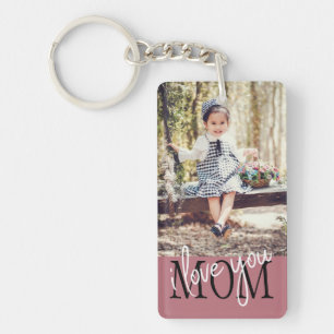 Llavero Te Amo Mamá Rosa Personalizado de oro.