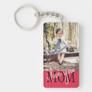 Llavero Te Amo Mamá Rosa Personalizado de oro.