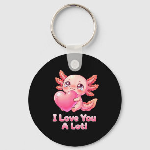 Llavero Te Amo Mucho Cute Axolotl Rosa Corazón Chibi Girl