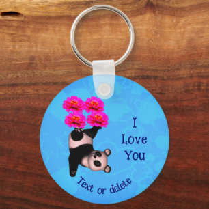 Llavero Te Amo Panda Bear Flor Personalizada