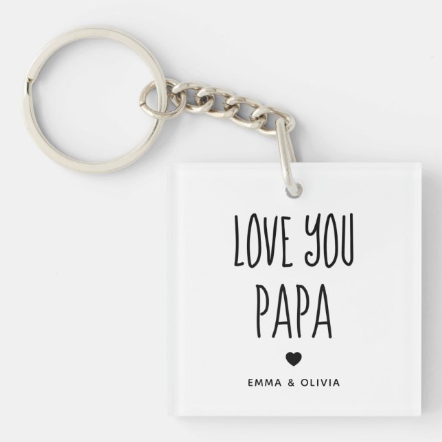 Llavero Te amo papá | Texto manuscrito y retroactivo de la (Frente)