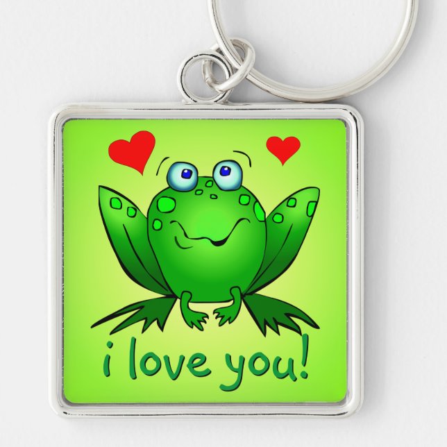 Llavero Te Amo Personalizado Frog Hearts Cute Smile (Frente)