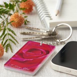 Llavero Te Amo Red Rose Keychain
