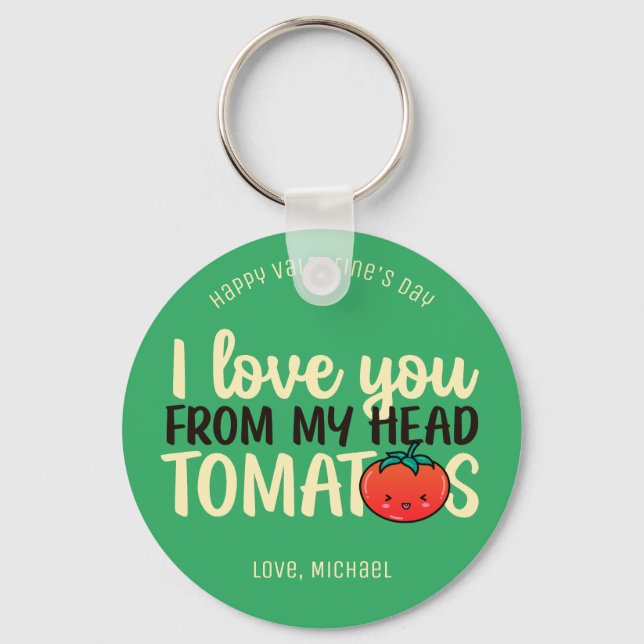 Llavero Te amo tomates Funny Pun Cute El día de San Valent (Anverso)