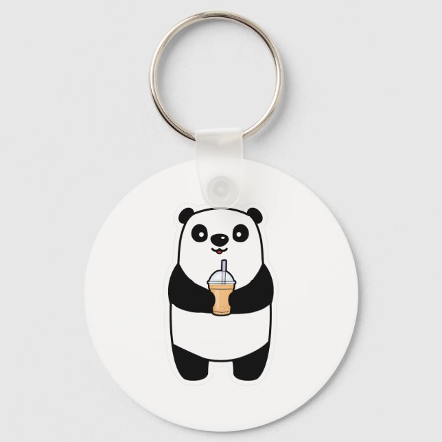 Llavero Té de burbuja de bebida Panda (Anverso)