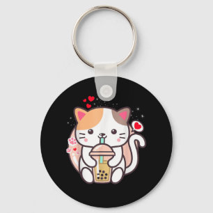 Llavero Té de burbuja de té Boba Kawaii Anime japonés Neko