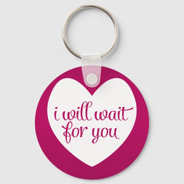 Llavero Te Esperaré Corazón Rosa (Anverso)