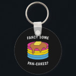 Llavero ¿Te gustan las Pan-tortitas Divertidas Orgullo Pan<br><div class="desc">¿Te apetece unas tortitas? Un divertido diseño de tortitas con el orgullo pansexual LGBTQ con los colores de la bandera pansexual para un amante de la comida orgulloso o un foodie que ama comer tortitas con jarabe de arce y mantequilla. El texto del diseño es personalizable. Puedes cambiar el juego...</div>
