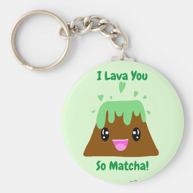 Llavero Te Lava Así Que Matcha Kawaii Tea Verde Pastel De  (Frente)
