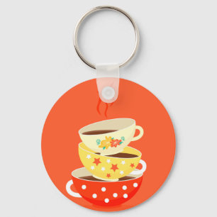Llavero Té retro vintage tazas de té arte caprichoso