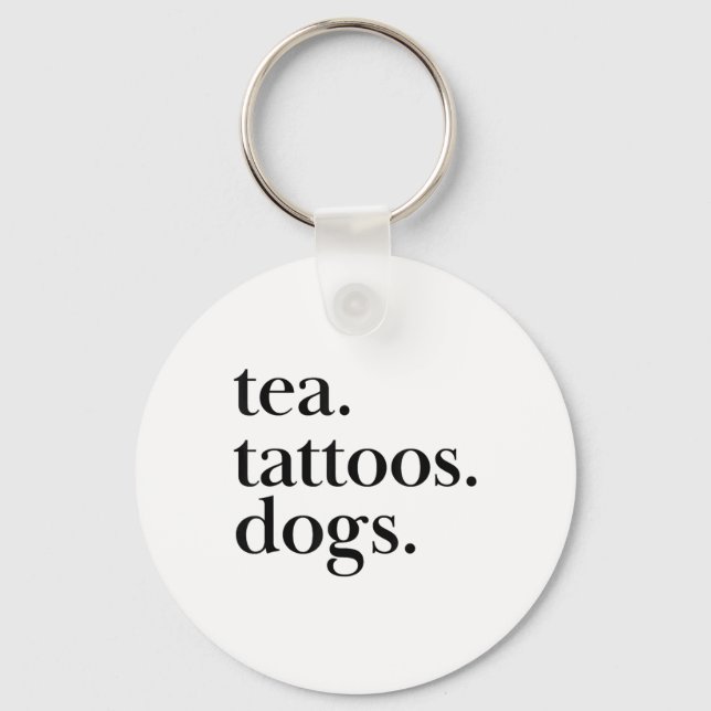 Llavero Té, Tatuajes Y Perros Instrucción De Texto Simple  (Anverso)