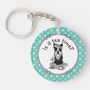 Llavero Tea Fiesta Boston Terrier Dog (negro) lindo