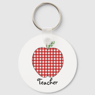 Llavero Teacher Keychain - Red Gingham Apple