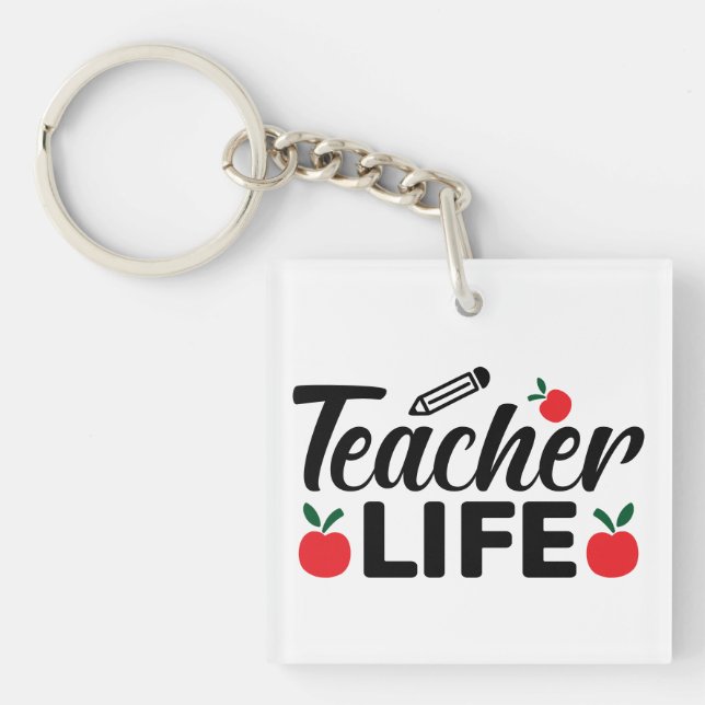Llavero Teacher Life Wordart (Frente)