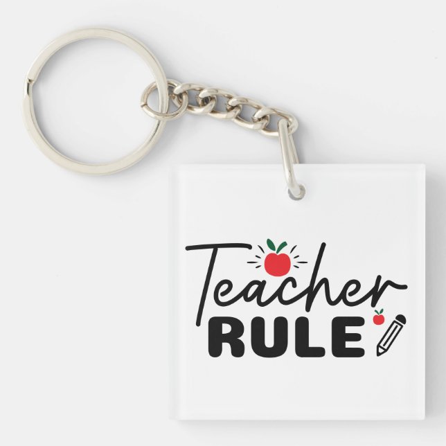 Llavero Teacher Rule Wordart (Frente)