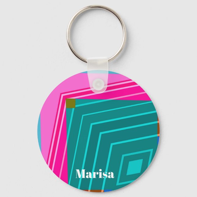 Llavero Teal and Pink Modern Geometric (Anverso)