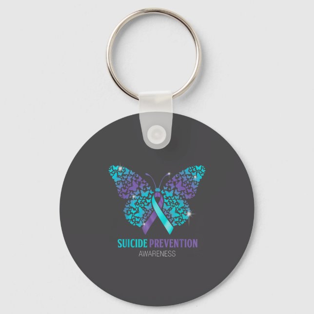 Llavero Teal And Purple Butterfly Suicide Prevention Aware (Anverso)