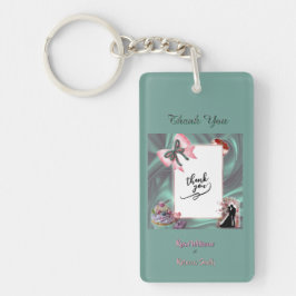 Llavero Teal & Blush Wedding Acrylic Keychain 
