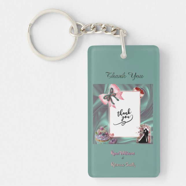 Llavero Teal & Blush Wedding Acrylic Keychain  (Frente)