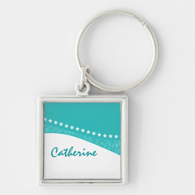 Llavero Teal Dazzling Star Curves Premium Keychain (Frente)