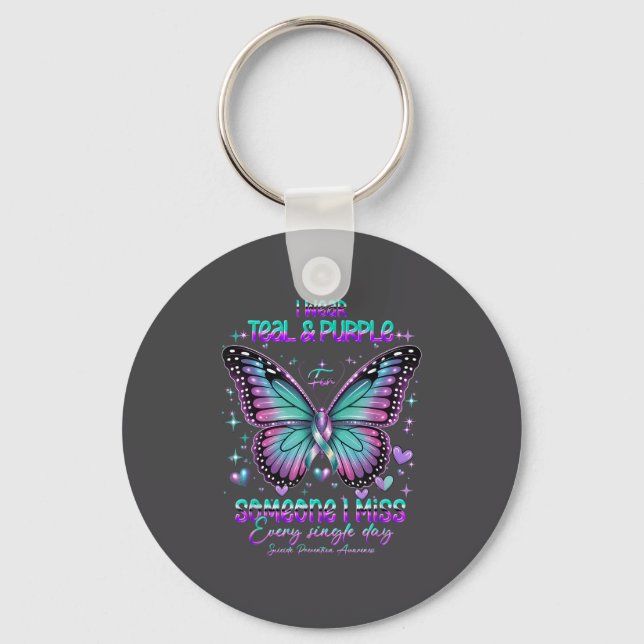 Llavero Teal N Purple Butterfly Suicide Prevention Awarene (Anverso)