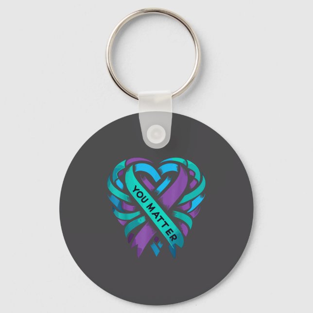 Llavero Teal Purple Heart You Suicide Prevention Awareness (Anverso)