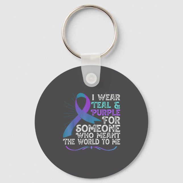 Llavero Teal Purple Ribbon For Suicide Prevention Awarenes (Anverso)
