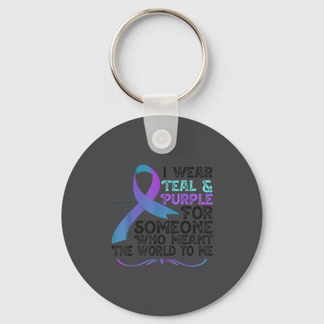 Llavero Teal Purple Ribbon For Suicide Prevention Awarenes (Anverso)