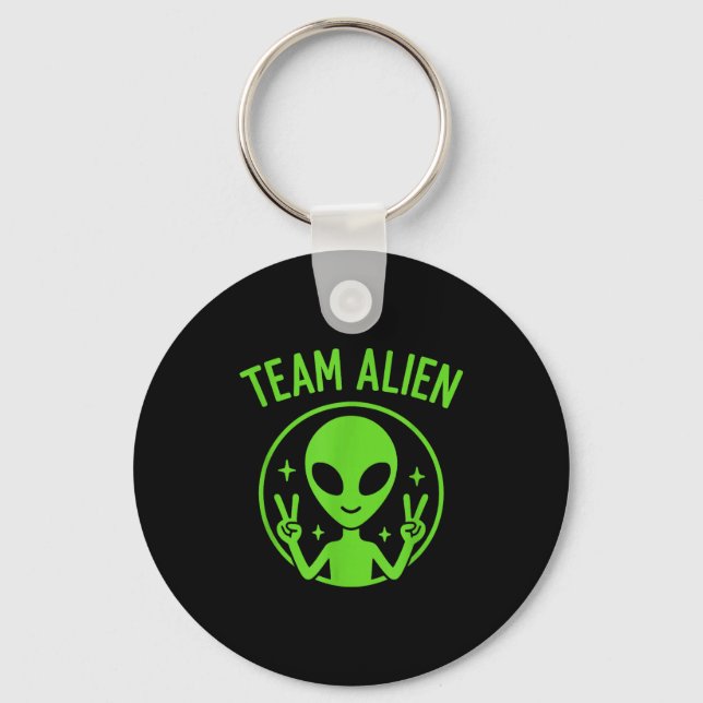 Llavero Team Alien – Funny Green Extraterrestrial Peace Si (Anverso)