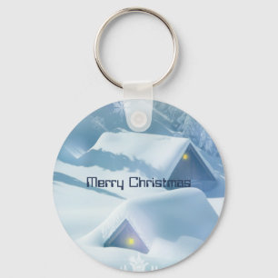 Llavero Techos cubiertos de nieve brillante