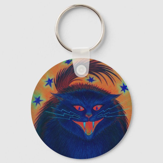 Llavero Tecla azul de gato asustado (Anverso)