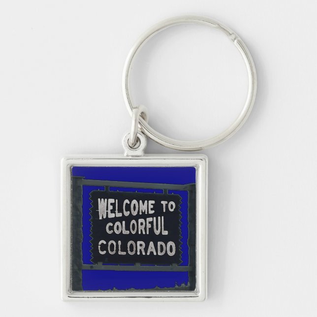Llavero Tecla azul Rustic Welcome Colorado (Frente)