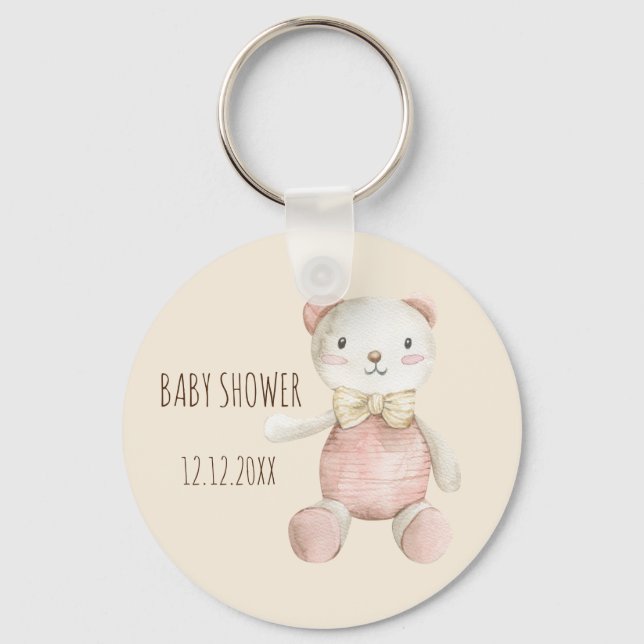 Llavero Tecla Boho Baby Watercolor Bear Beige (Anverso)