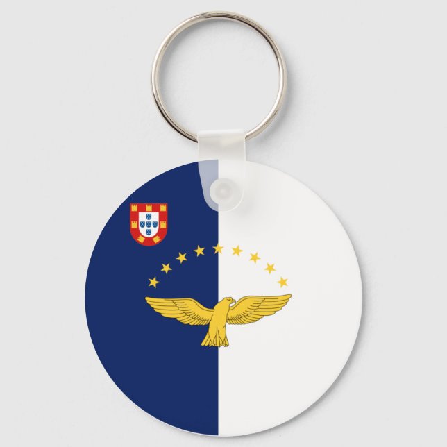 Llavero Tecla Button de bandera de islas Azores (Anverso)