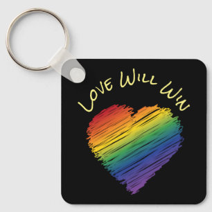 Llavero Tecla cardíaca garabato arco iris