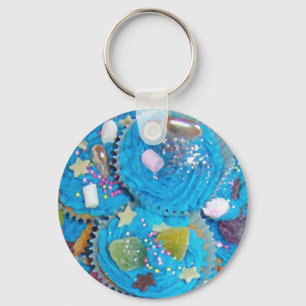 Llavero Tecla Cupcakes Azul