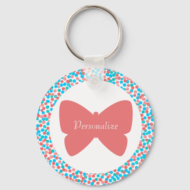 Llavero Tecla Cute Simple Butterfly Custom Name Keychain d (Anverso)