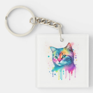Llavero Tecla de arte de gatos coloridos