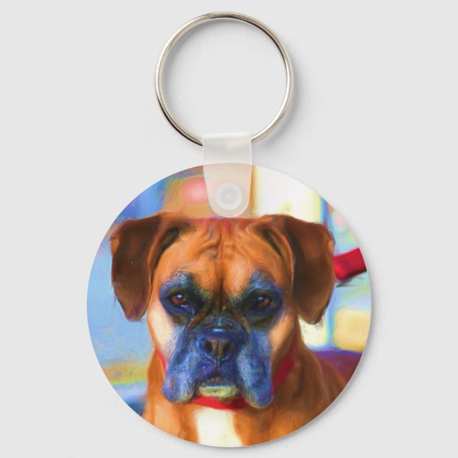 Llavero Tecla de arte para perros Boxer (Anverso)