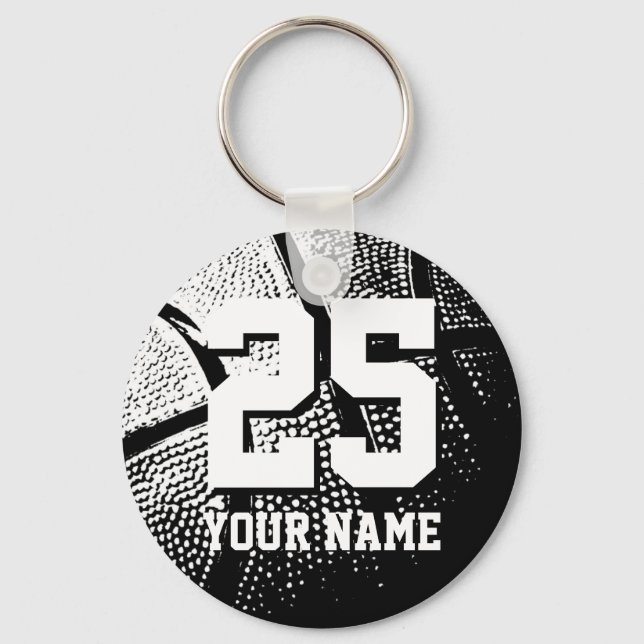 Llavero Tecla de baloncesto personalizada | nombre y númer (Anverso)