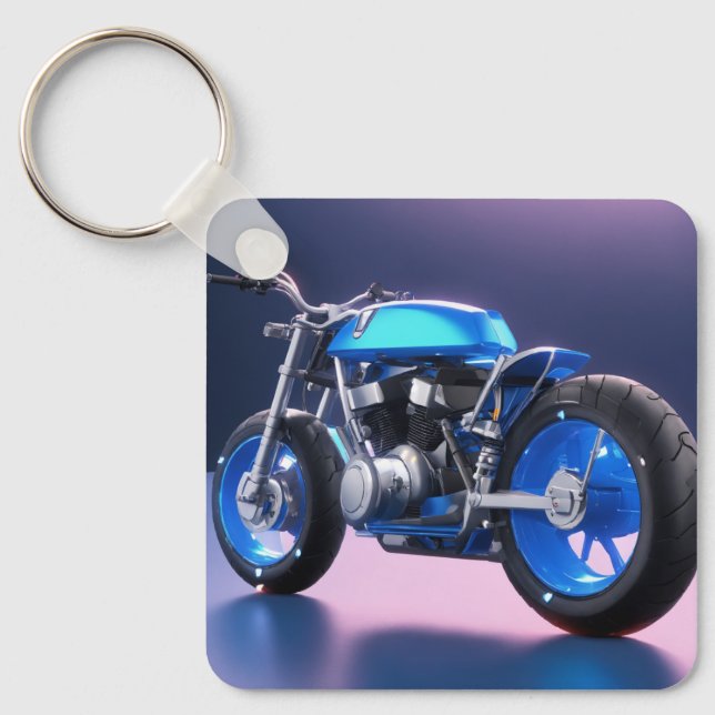 Llavero Tecla de bicicleta azul (Anverso)