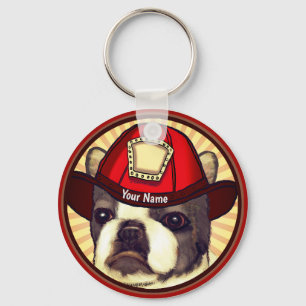 Llavero Tecla de Boston Terrier Firefighter