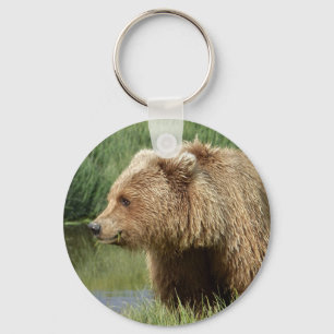 Llavero Tecla de botón con oso pardo