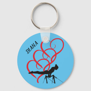 Llavero Tecla de botón Gimnasia. Nombre personalizado.